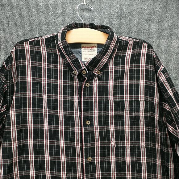 Wrangler Authentics Men's Button Down Shirt Multi XLT Long Sleeve Plaid Cotton - Picture 3 of 11